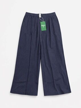 High Waisted Zipper Pocket Wide Leg Striped Work Pants After Midnight